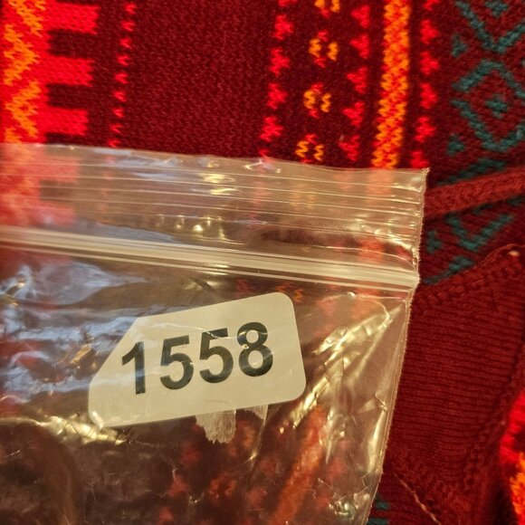 Carbon Womens Medium Hooded Sweater Red & Blue Stripes Knit Design - Picture 10 of 11